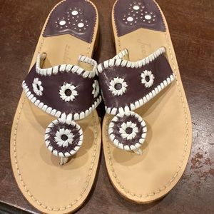 Jack Rogers. Never worn. Maroon strap with white stitching